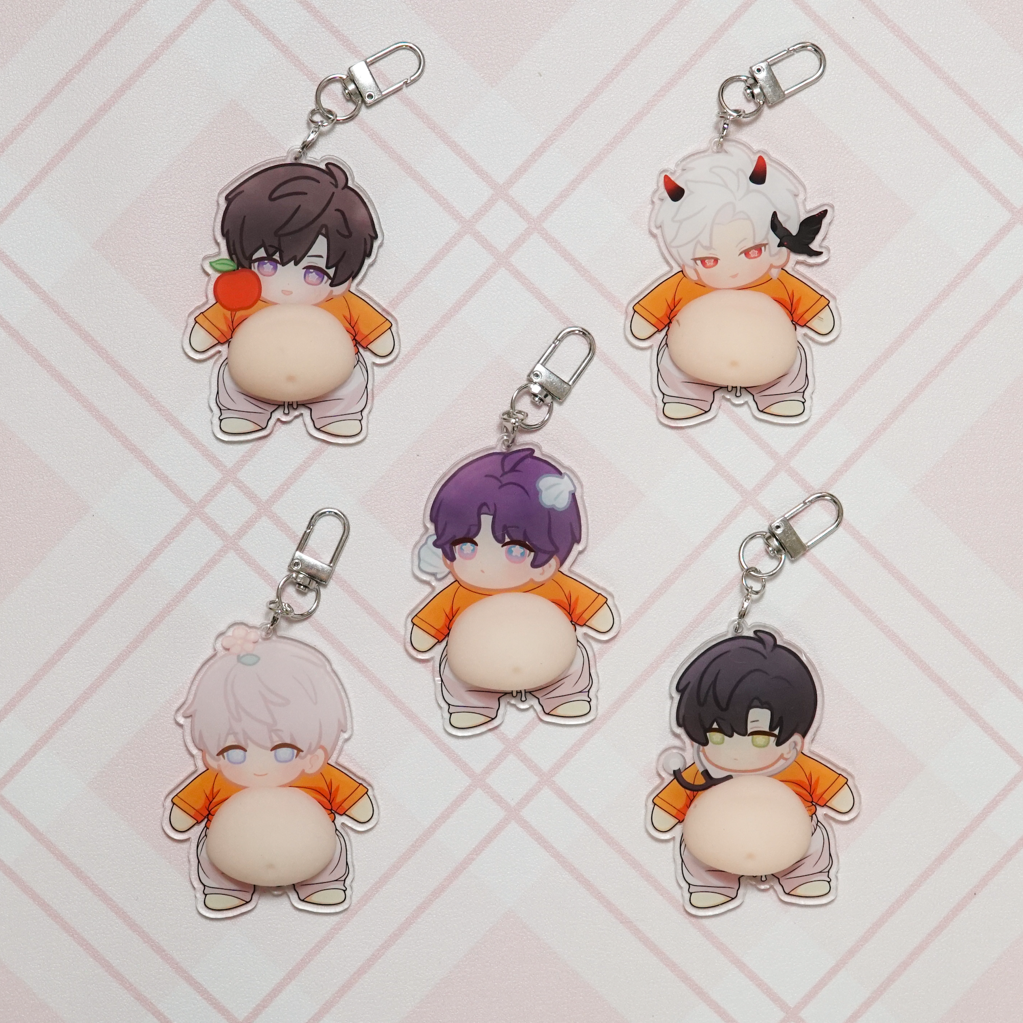 Love and Deepspace Acrylic Keychain Fanmade Silicone Belly Stress Relief Bag Charm