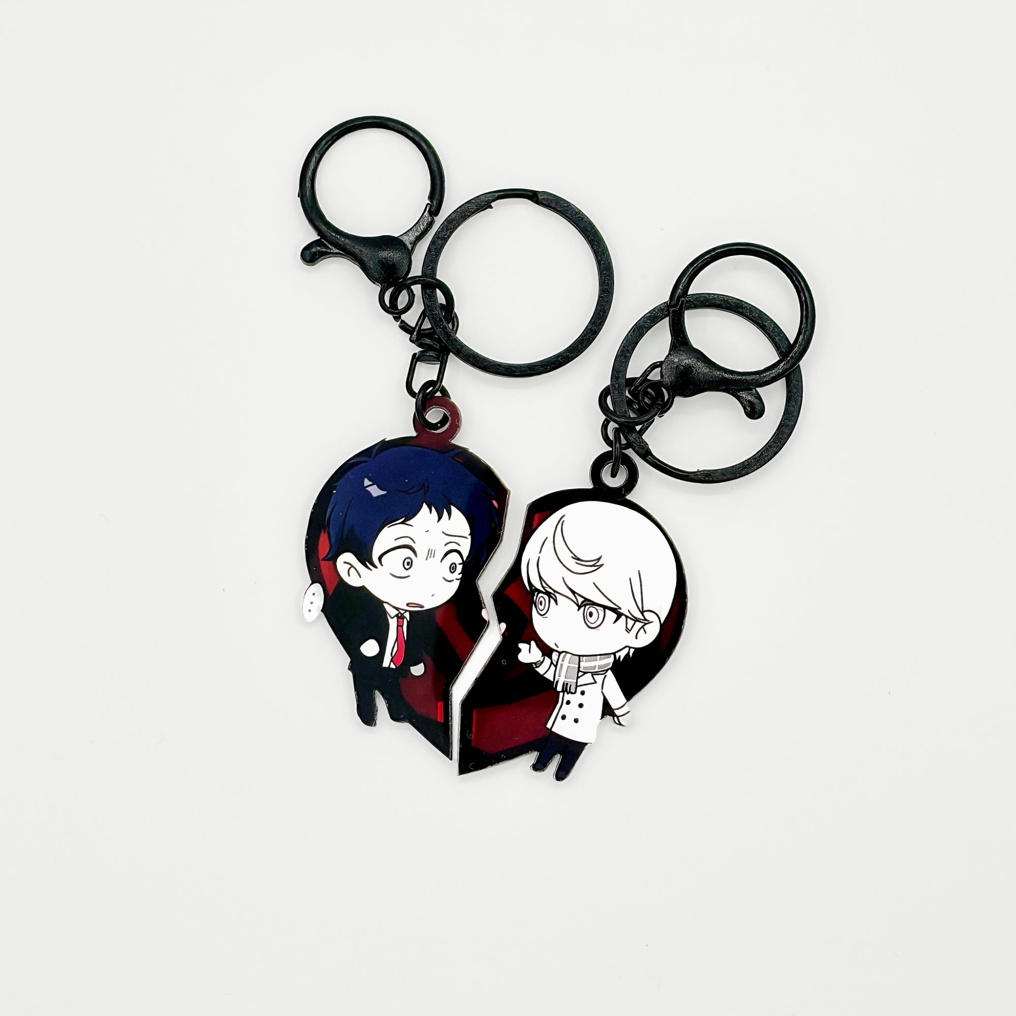 Persona Matching Heart Keychain Set Fanmade Akechi & Adachi Acrylic Charm