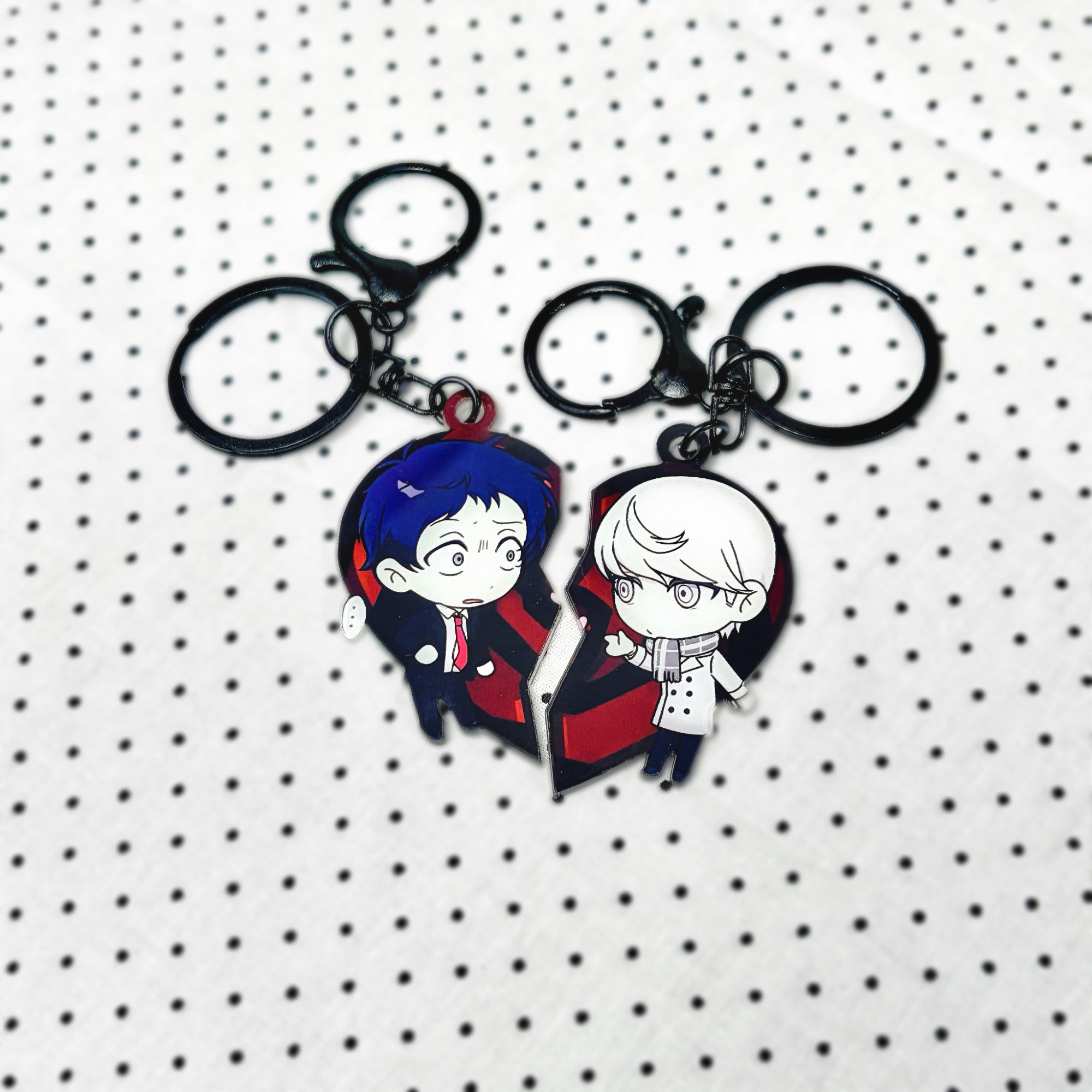 Persona Matching Heart Keychain Set Fanmade Akechi & Adachi Acrylic Charm detail image 3