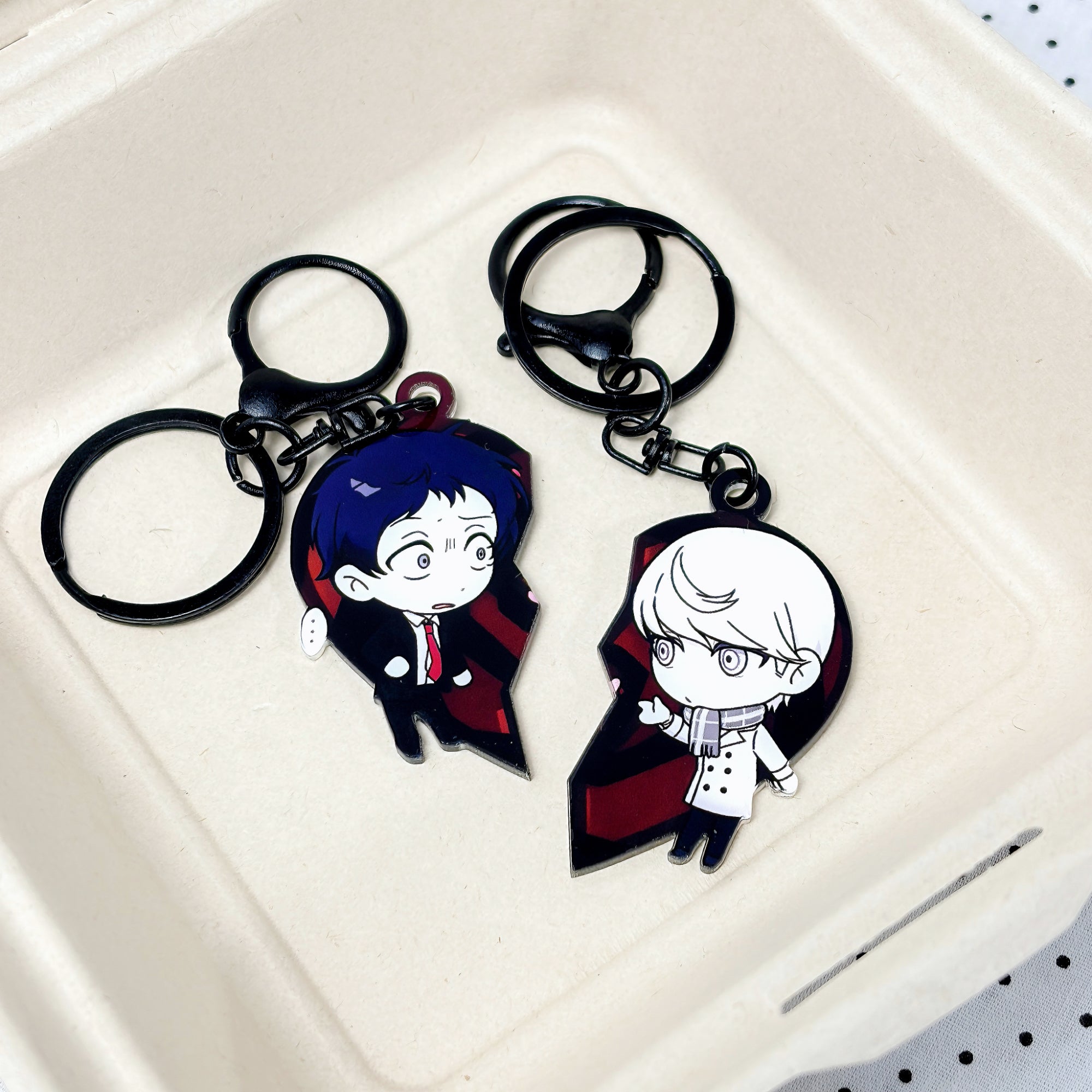 Persona Matching Heart Keychain Set Fanmade Akechi & Adachi Acrylic Charm detail image 4