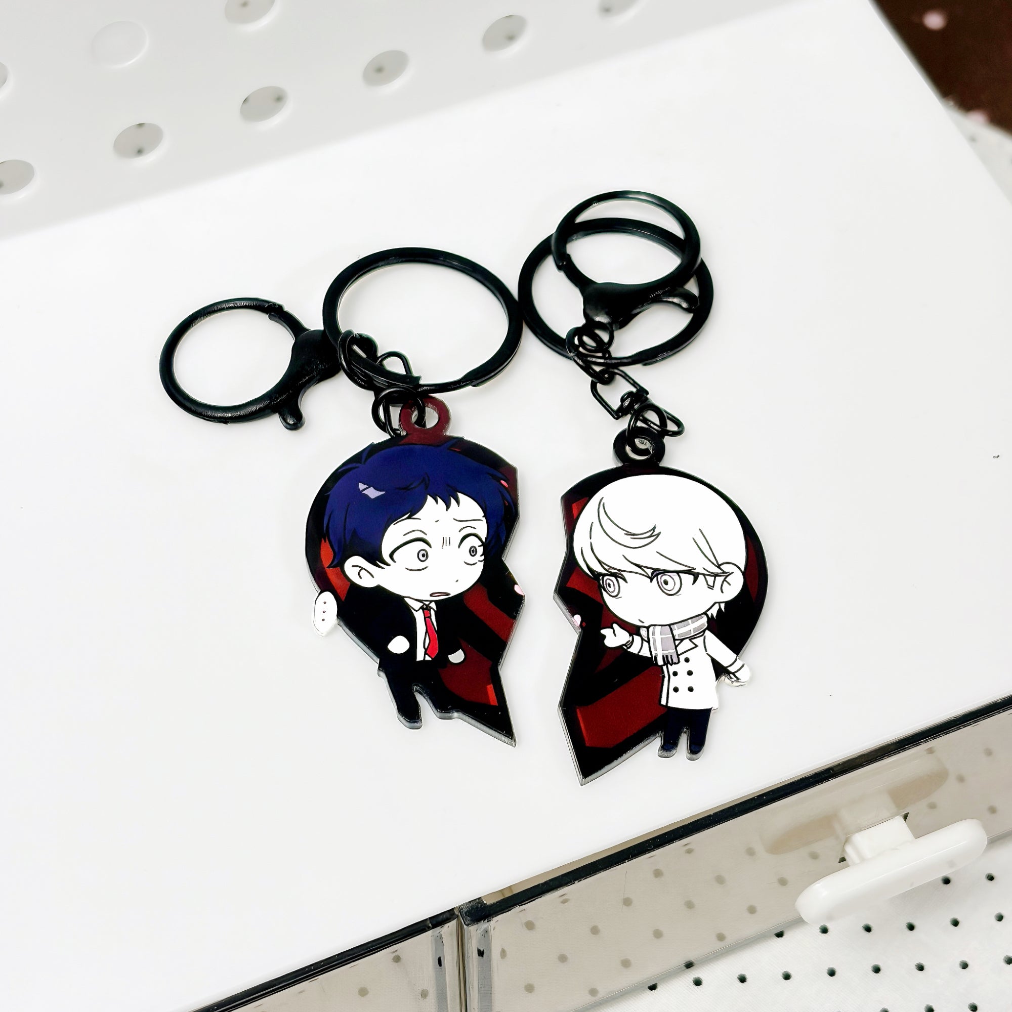 Persona Matching Heart Keychain Set Fanmade Akechi & Adachi Acrylic Charm detail image 5