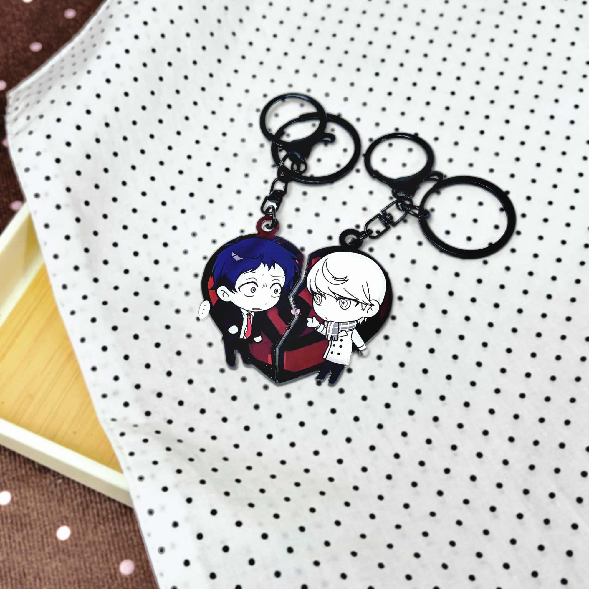 Persona Matching Heart Keychain Set Fanmade Akechi & Adachi Acrylic Charm detail image 6