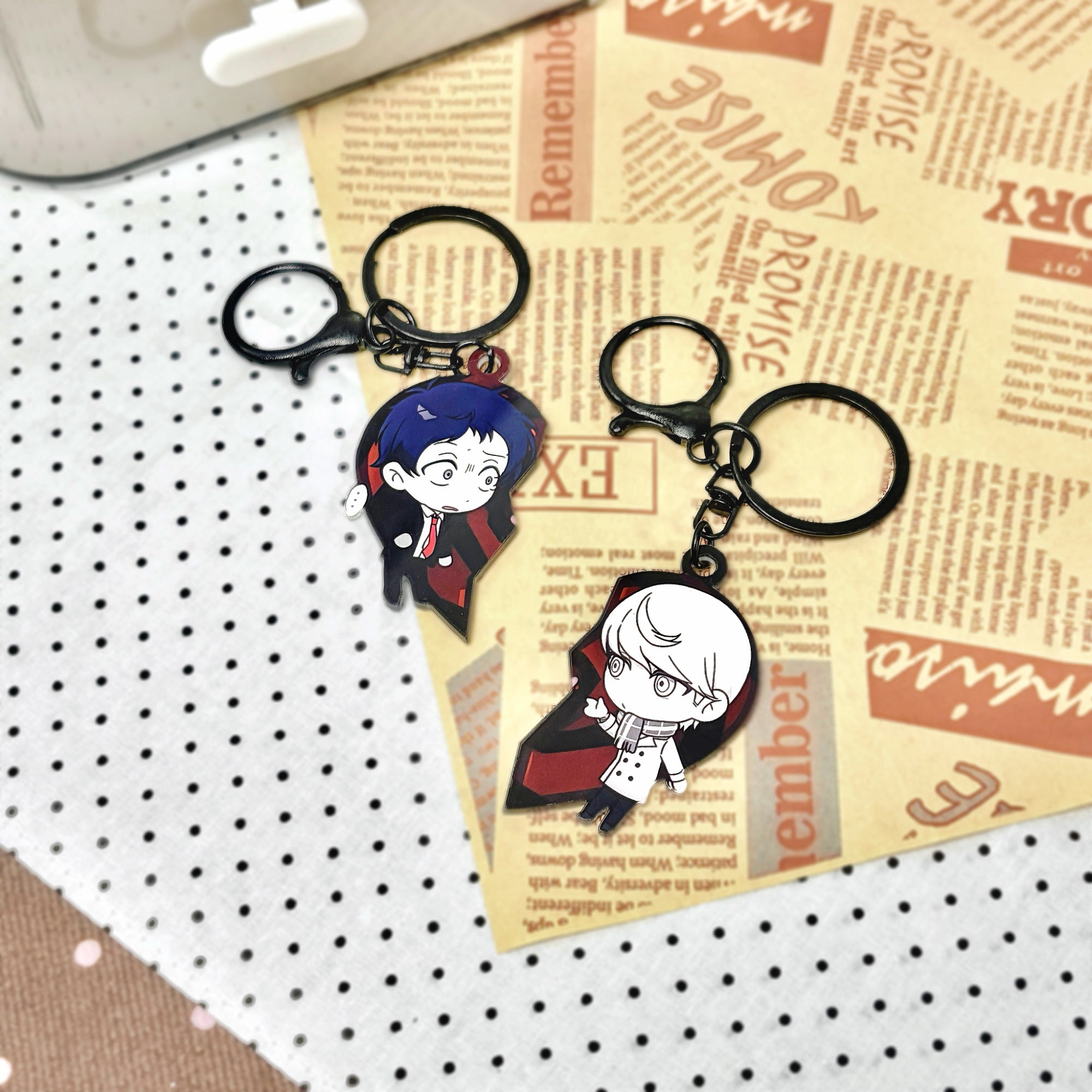 Persona Matching Heart Keychain Set Fanmade Akechi & Adachi Acrylic Charm detail image 7