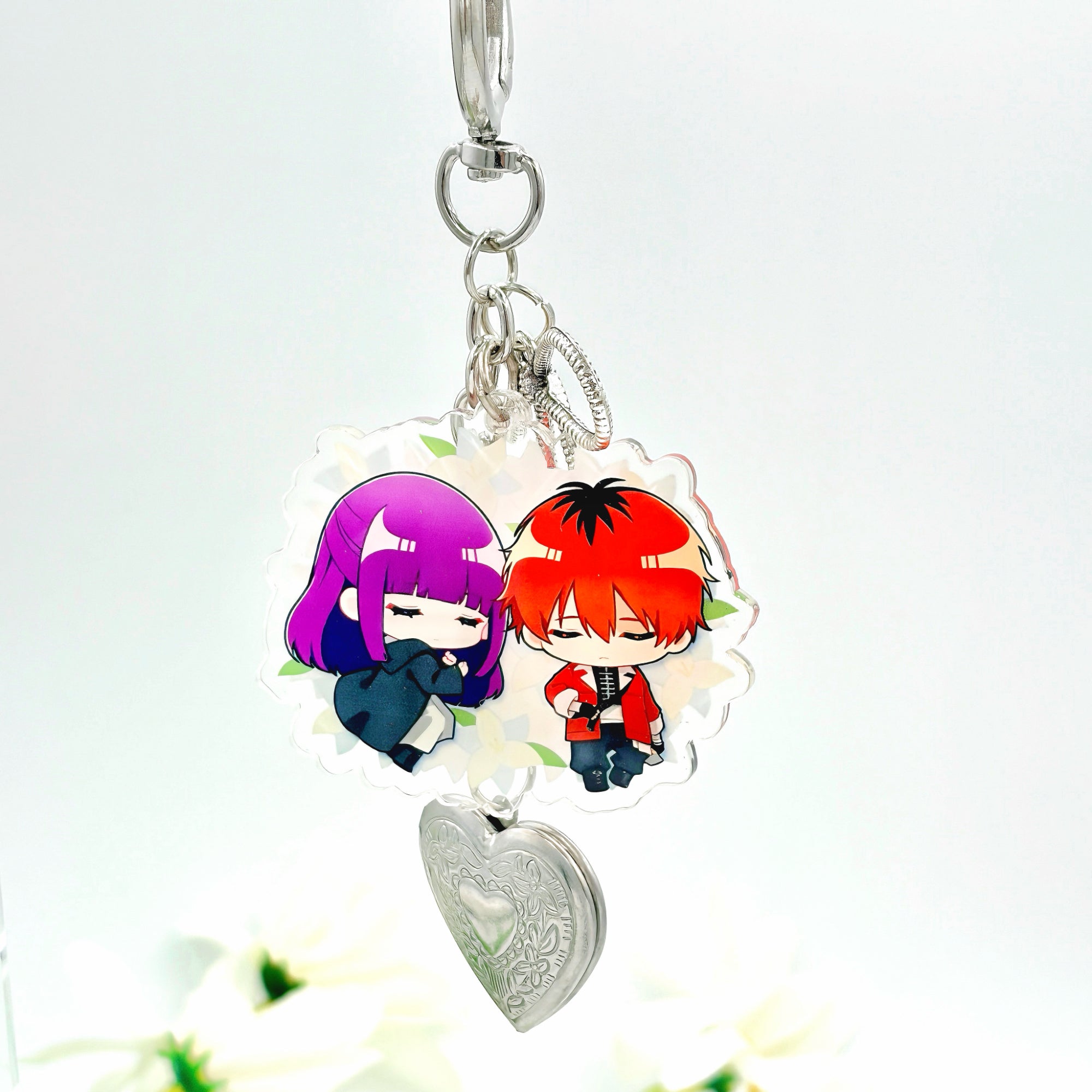 Frieren Acrylic Keychain Fanmade Hand-Drawn Anime Charm with Frieren, Himmel, Fern & Stark detail image 6