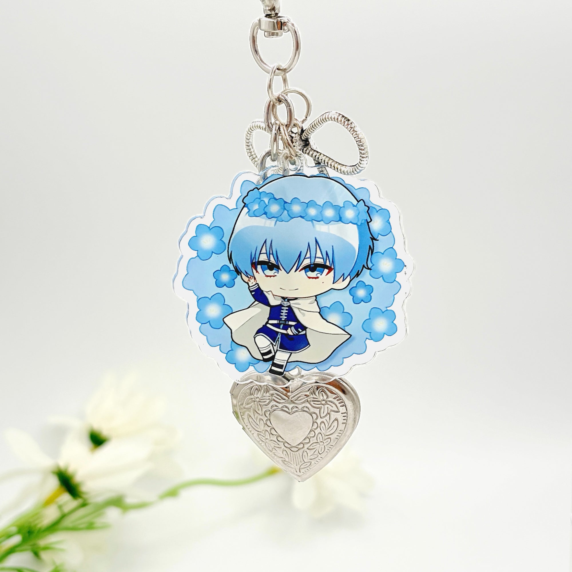 Frieren Acrylic Keychain Fanmade Hand-Drawn Anime Charm with Frieren, Himmel, Fern & Stark detail image 2
