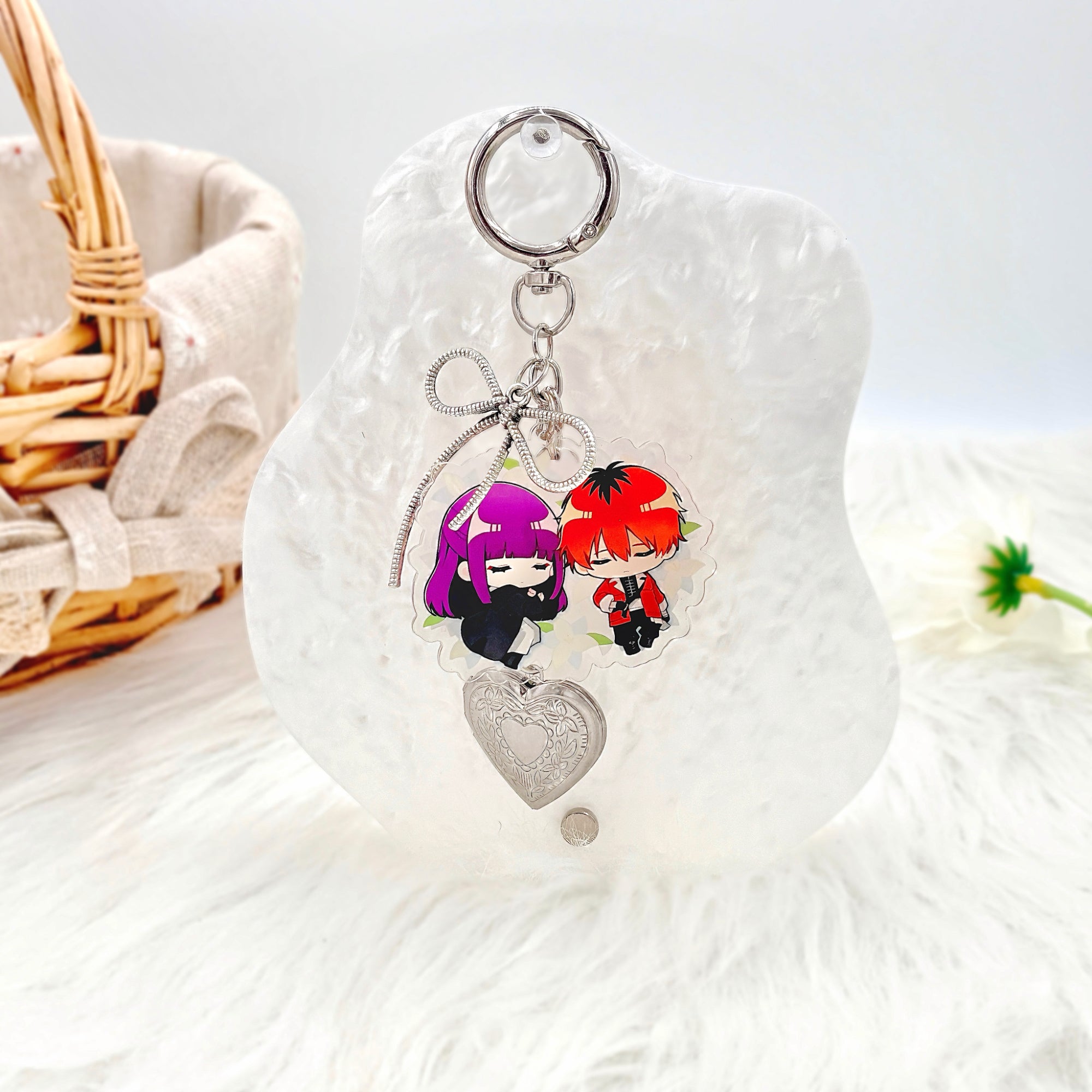 Frieren Acrylic Keychain Fanmade Hand-Drawn Anime Charm with Frieren, Himmel, Fern & Stark detail image 8