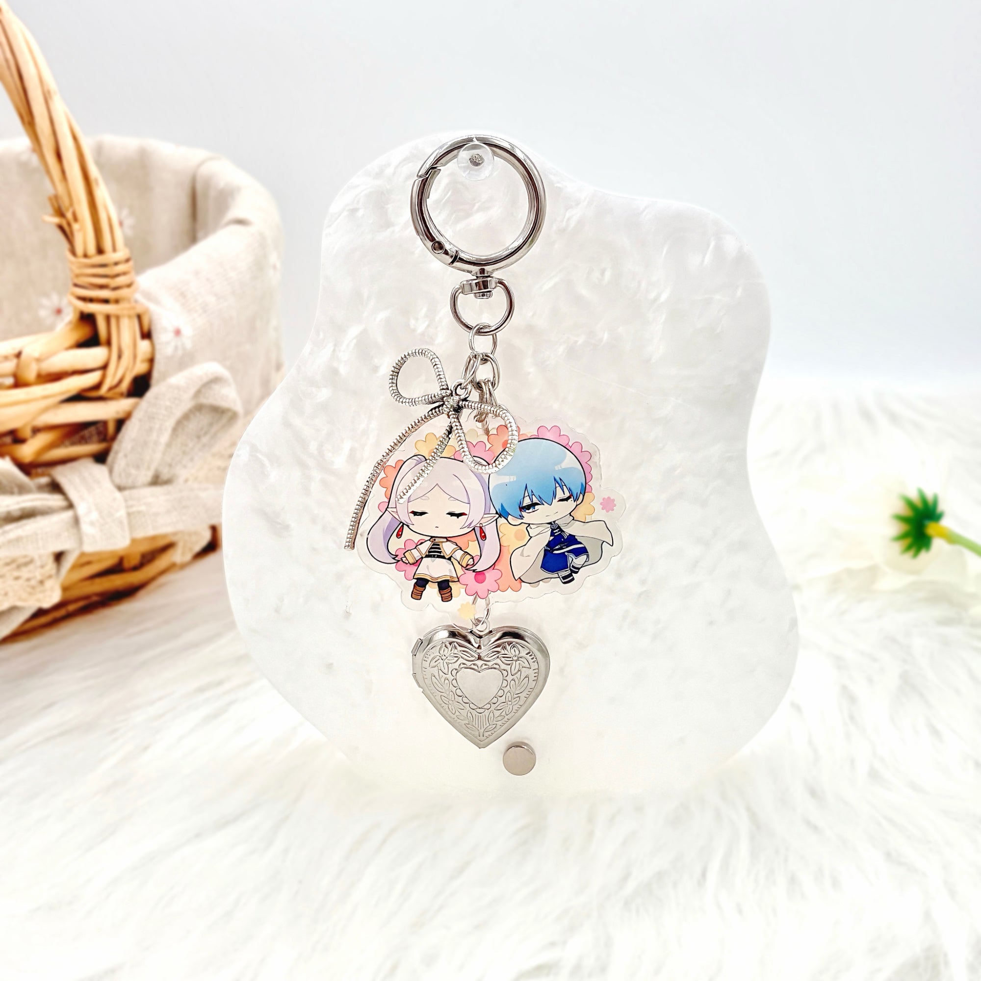 Frieren Acrylic Keychain Fanmade Hand-Drawn Anime Charm with Frieren, Himmel, Fern & Stark detail image 9