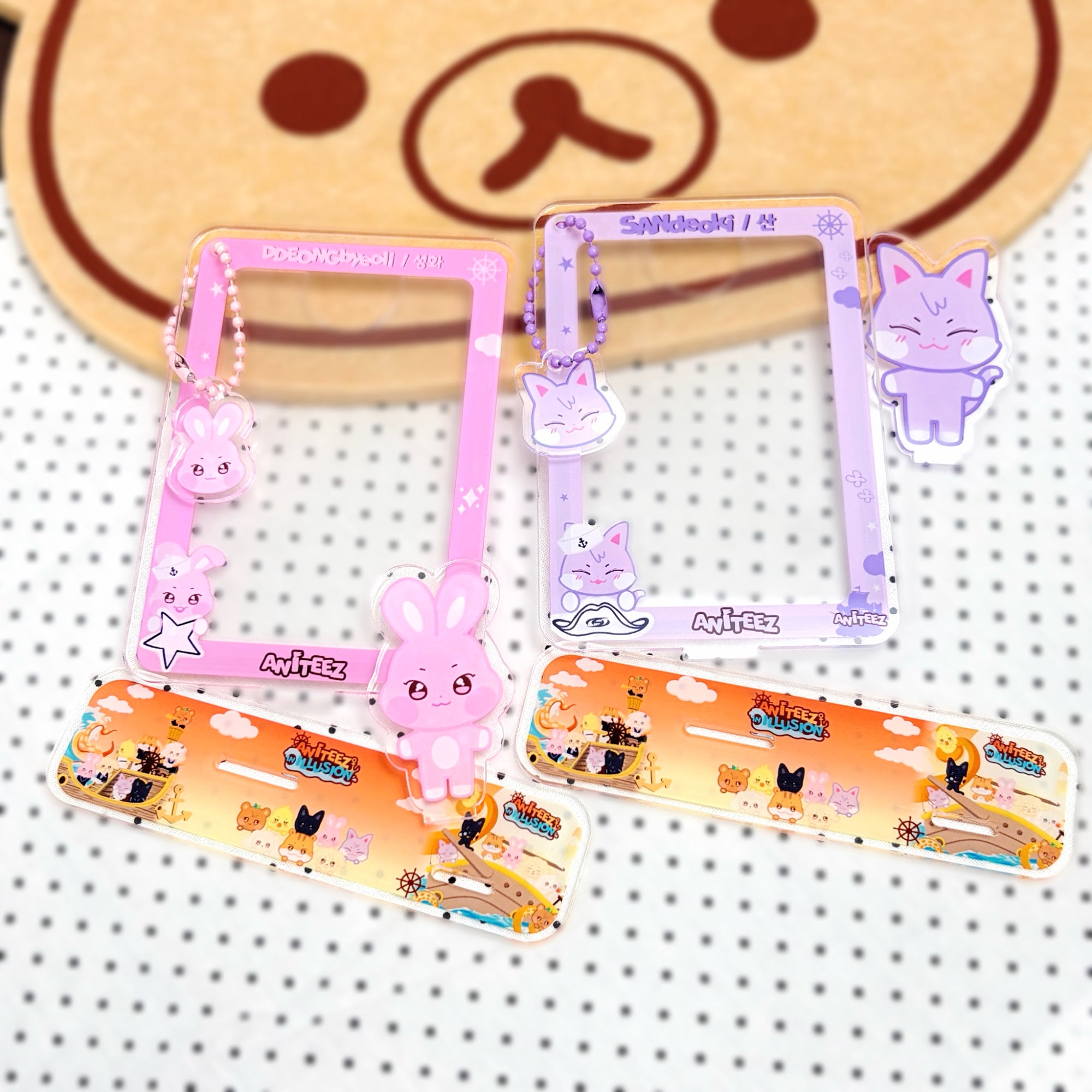 ATEEZ Acrylic Photocard Frame Standee Bag Charm Fanmade Animal Character Card Holder ATINY Gift Hongjoong Seonghwa Yunho Yeosang San Mingi Wooyoung Jongho detail image 16