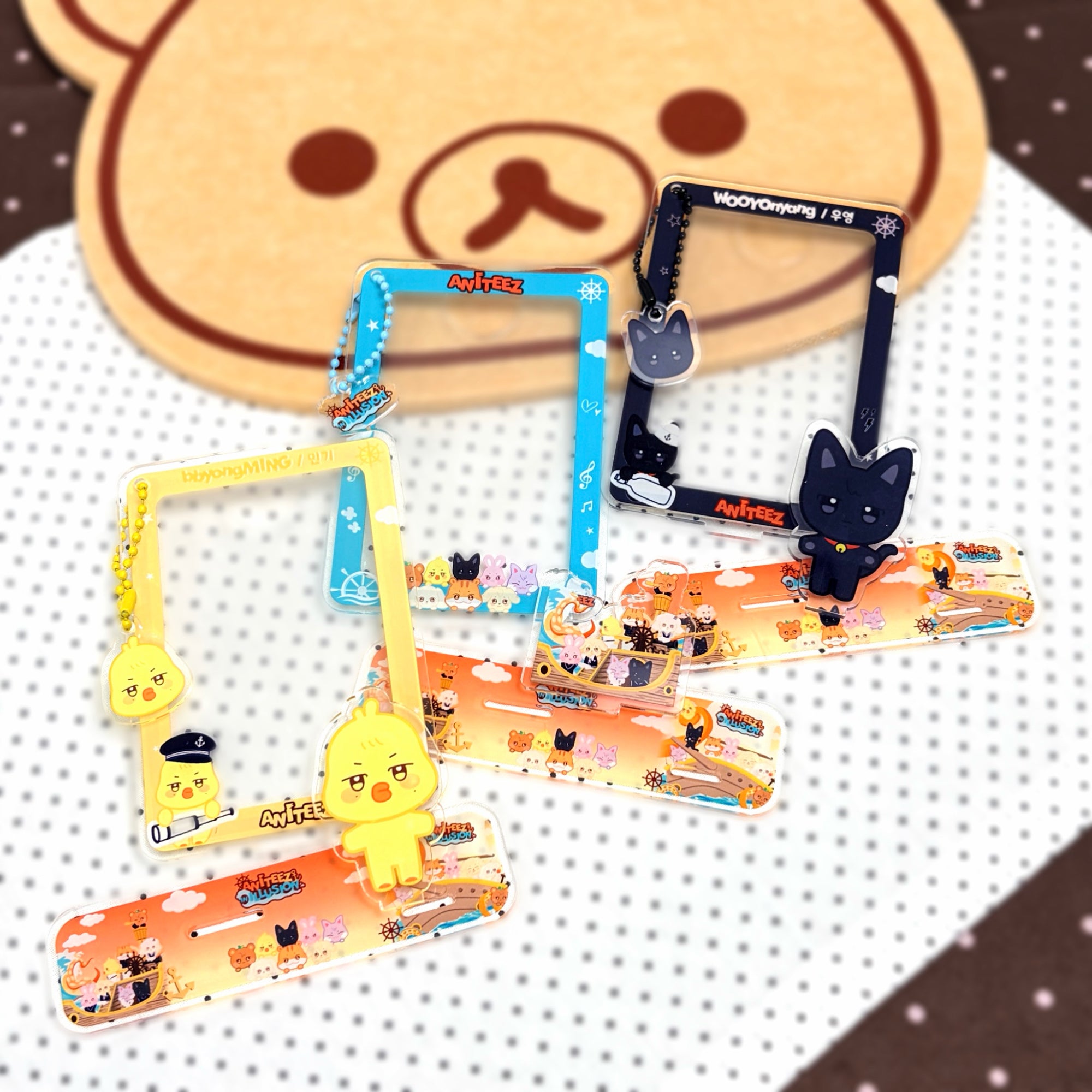 ATEEZ Acrylic Photocard Frame Standee Bag Charm Fanmade Animal Character Card Holder ATINY Gift Hongjoong Seonghwa Yunho Yeosang San Mingi Wooyoung Jongho detail image 17