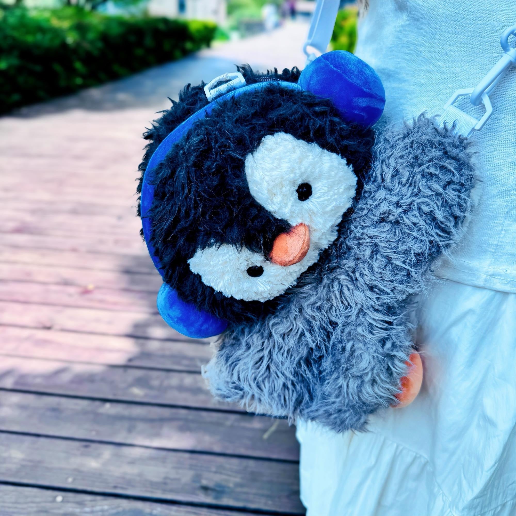 Adorable Plush Bear Backpack & Crossbody Bag Cute Animal Pouch Soft Lying Bear Plush Mini Bag Handmade Kawaii Gift detail image 2