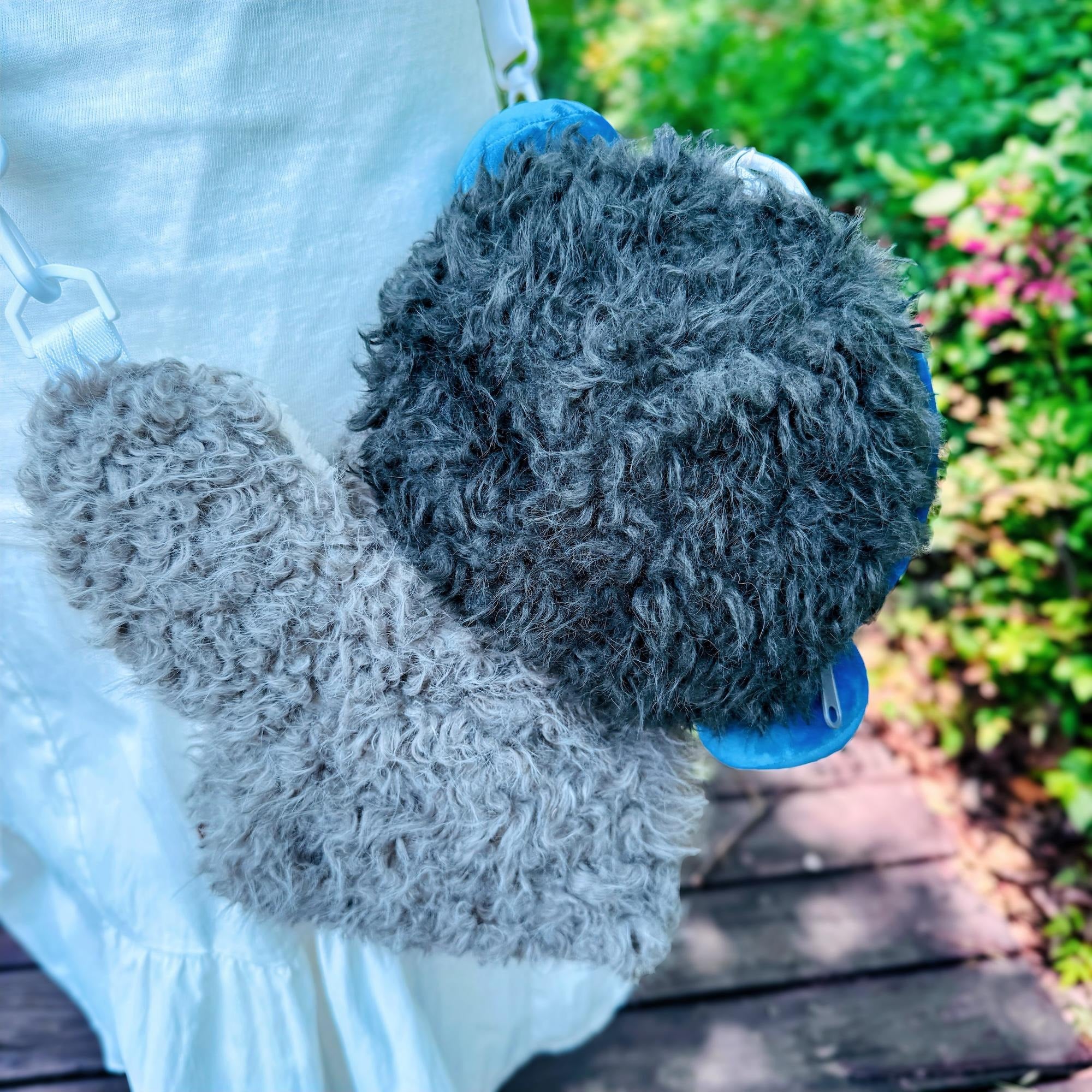 Adorable Plush Bear Backpack & Crossbody Bag Cute Animal Pouch Soft Lying Bear Plush Mini Bag Handmade Kawaii Gift detail image 3
