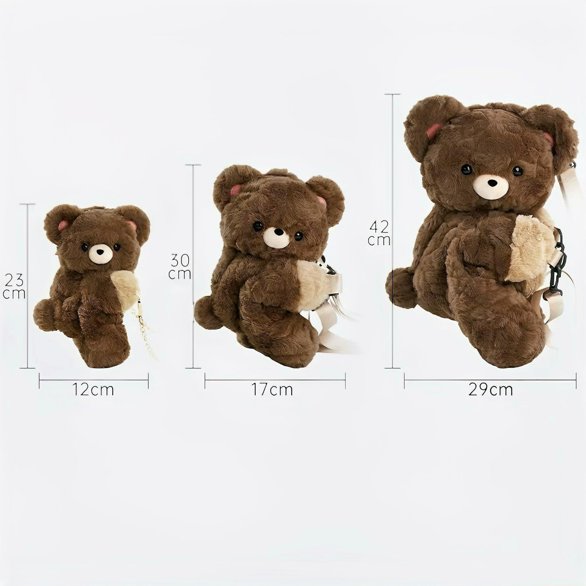 Adorable Plush Bear Backpack & Crossbody Bag Cute Animal Pouch Soft Lying Bear Plush Mini Bag Handmade Kawaii Gift detail image 6