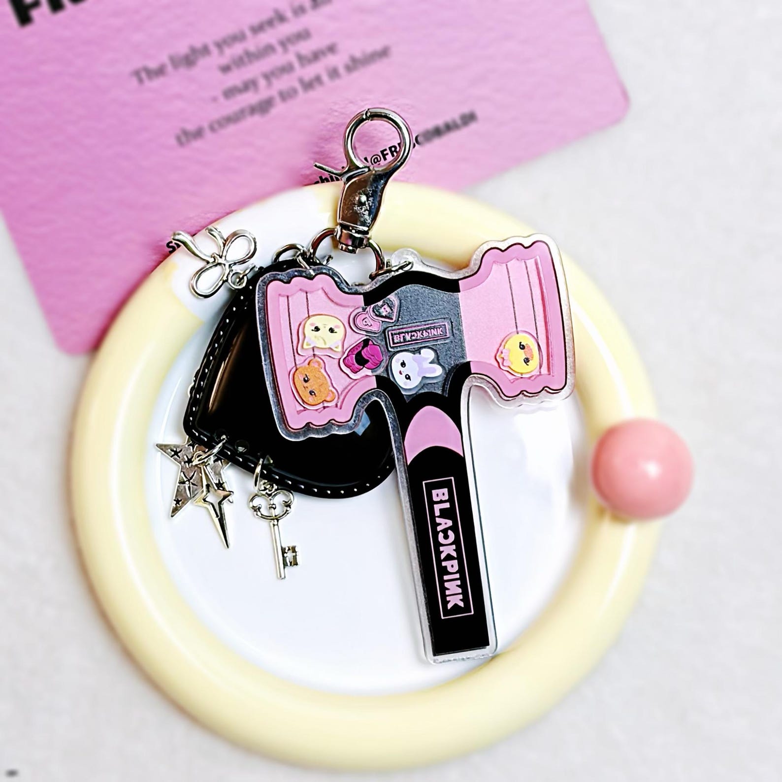 BLACKPINK Acrylic Shaker Keychain Kpop Mascot Charm Lisa Rosé Jennie Jisoo Fanmade Bag Accessory