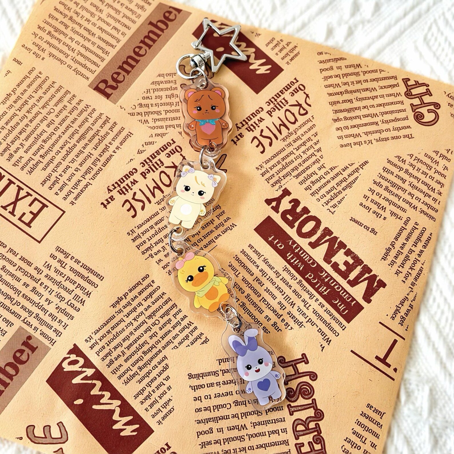 BLACKPINK All Member Mascot Keychain Charm Chain Jisoo Jennie Rosé Lisa Kpop Bag Charm Star Clasp Fanmade Gift detail image 3