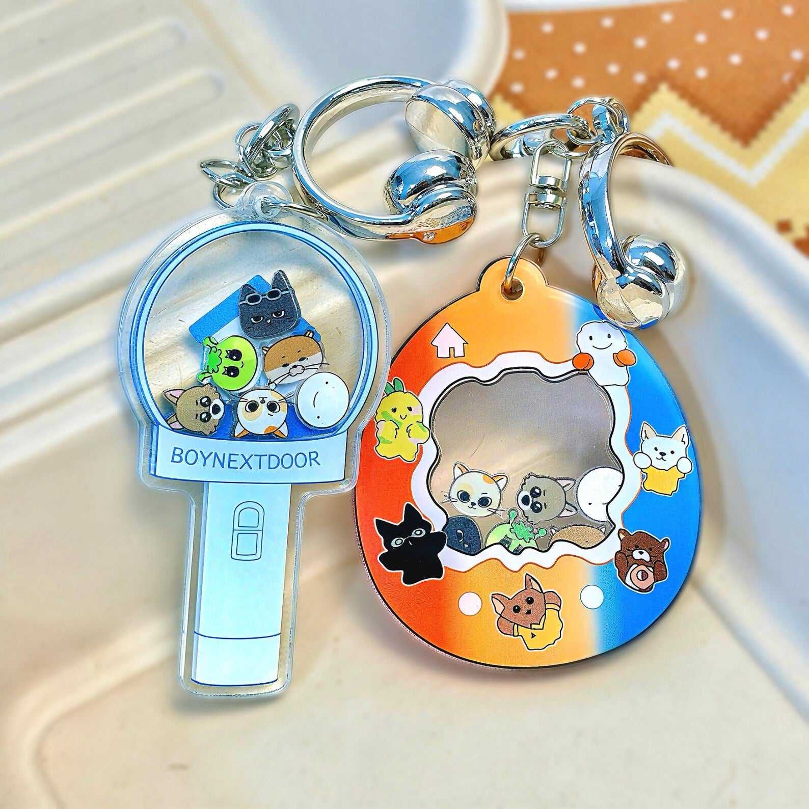 BOYNEXTDOOR Animal Shaker Keychain Sungho Riwoo Jaehyun Taesan Leehan Woonhak Acrylic Bag Charm Fanmade Kpop Gift detail image 2