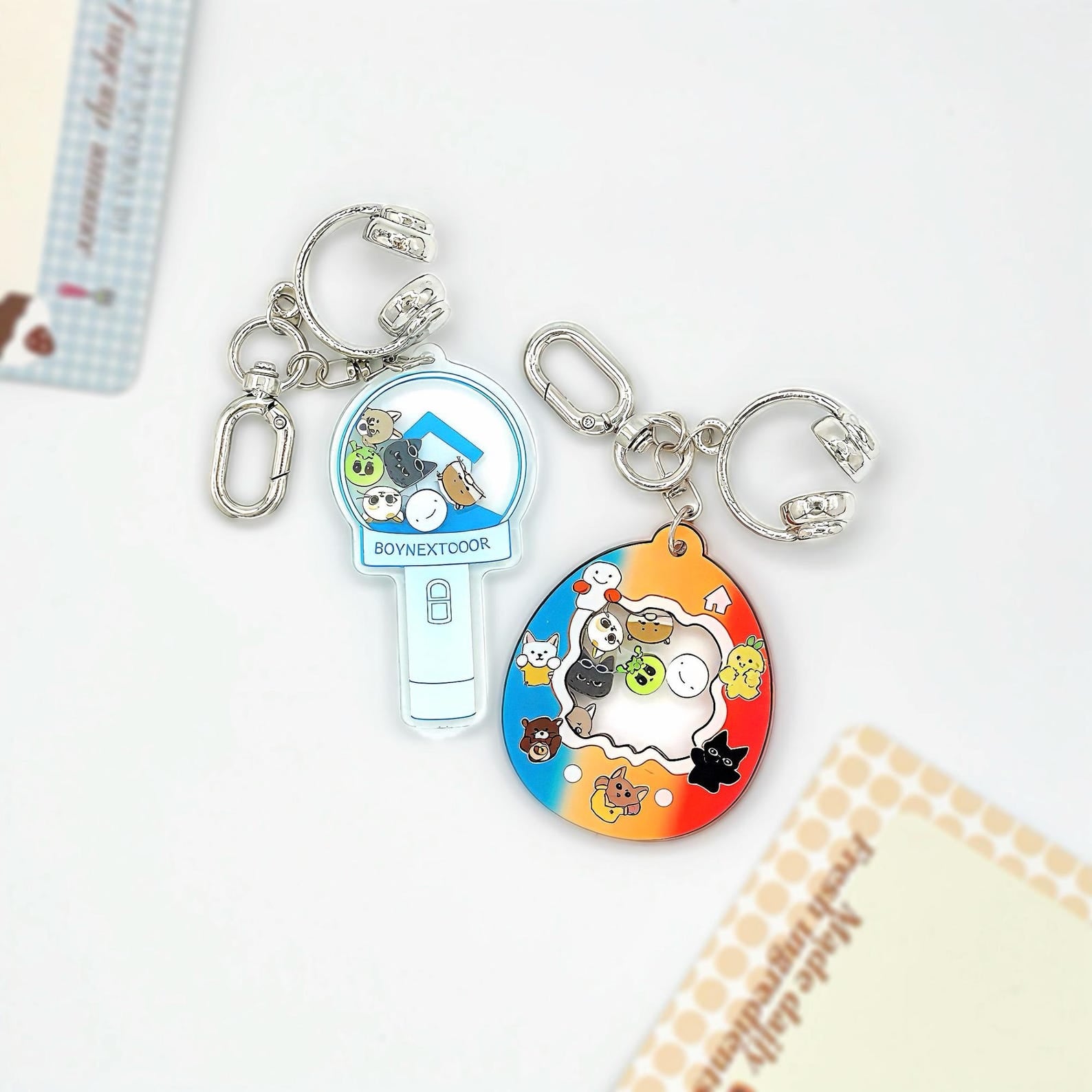 BOYNEXTDOOR Animal Shaker Keychain Sungho Riwoo Jaehyun Taesan Leehan Woonhak Acrylic Bag Charm Fanmade Kpop Gift detail image 1