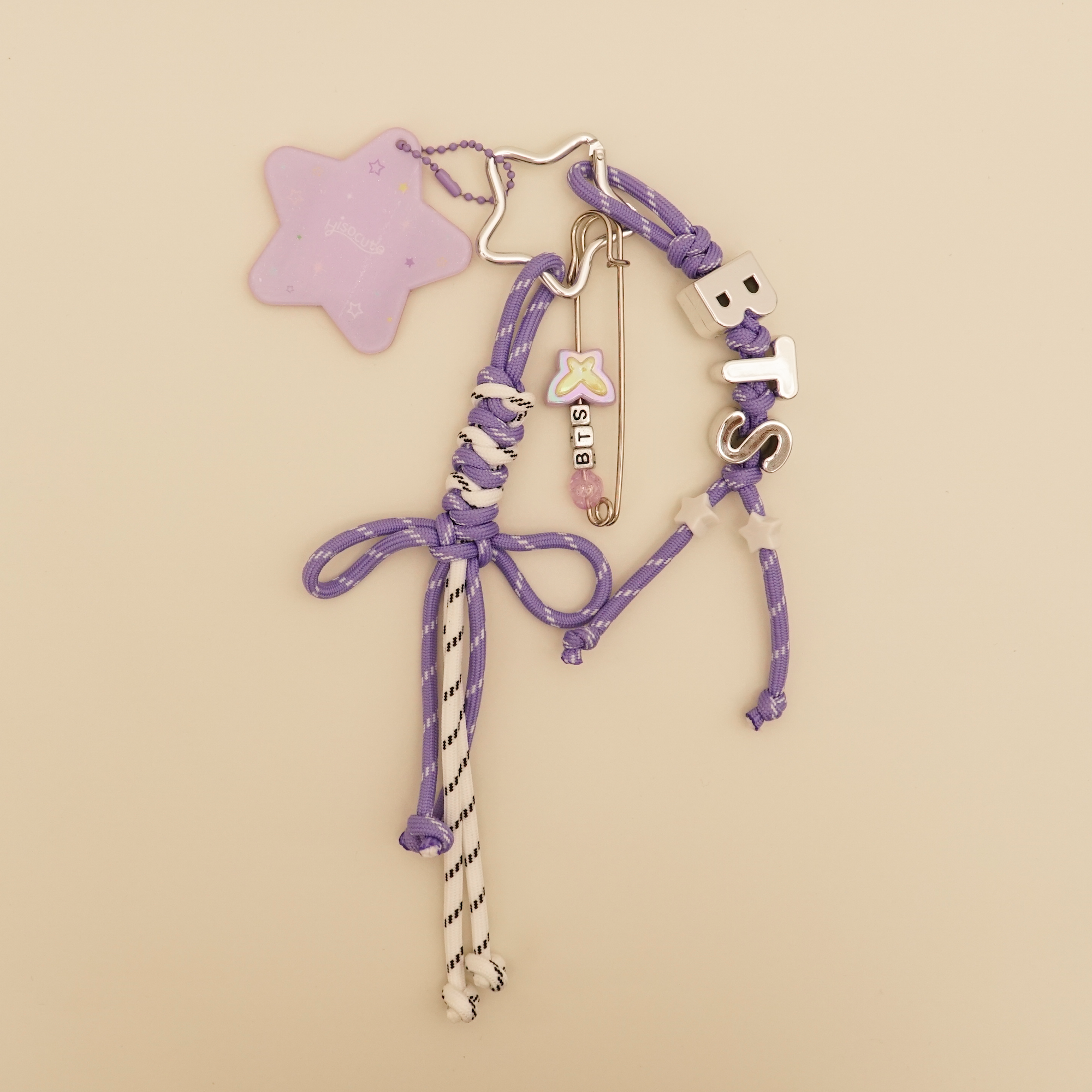 BTS Inspired Purple Star Bag Charm Handmade Kpop Photo Keychain for ARMY detail image 4