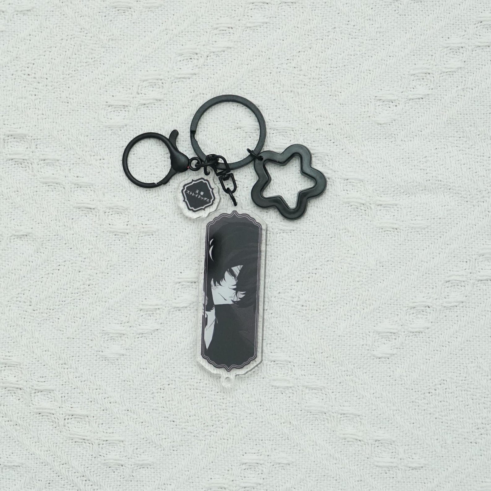 Bungo Stray Dogs Black Acrylic Keychain Dazai Chūya Dark Aesthetic Vertical Anime Charms Fanmade Keyring Gift
