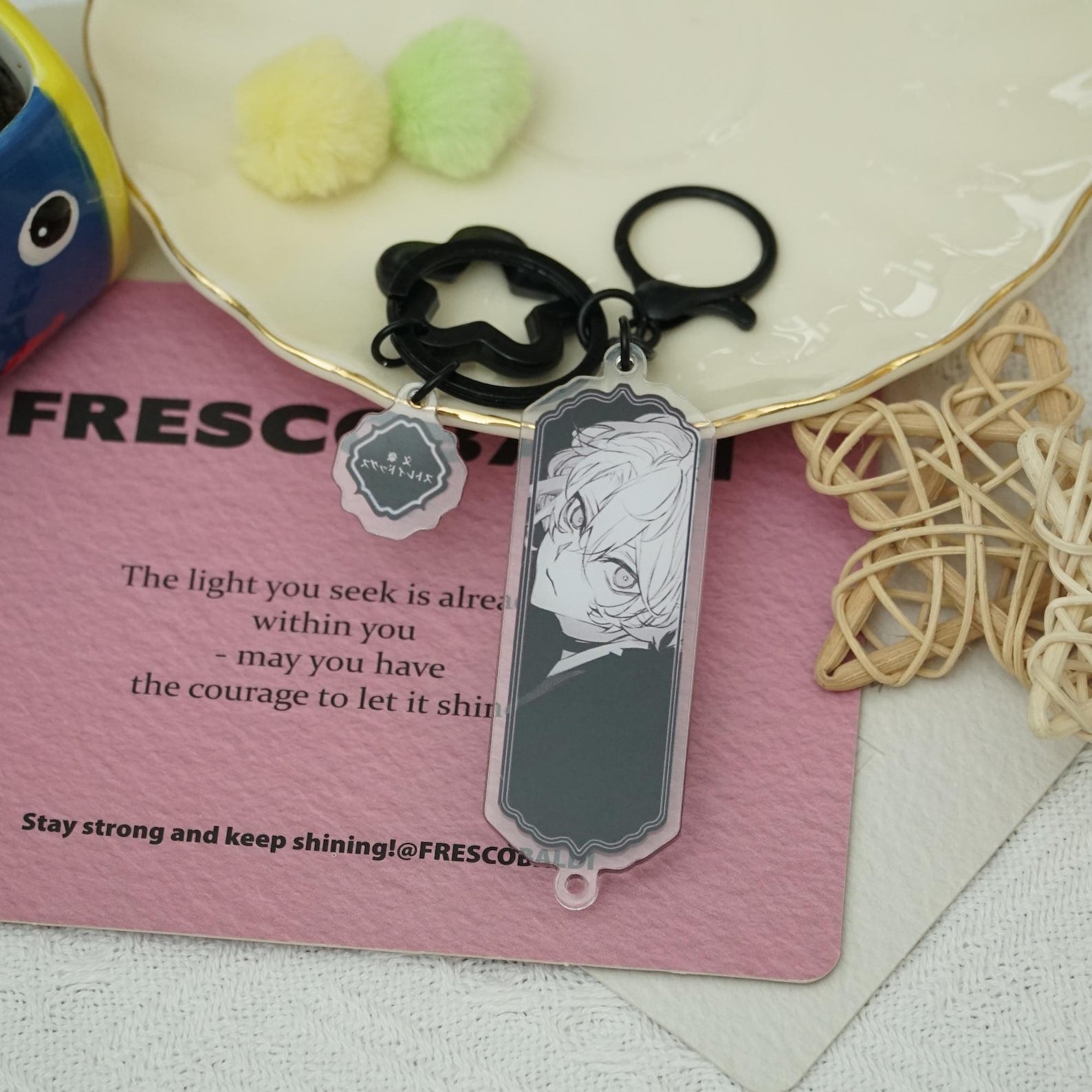 Bungo Stray Dogs Black Acrylic Keychain Dazai Chūya Dark Aesthetic Vertical Anime Charms Fanmade Keyring Gift detail image 5