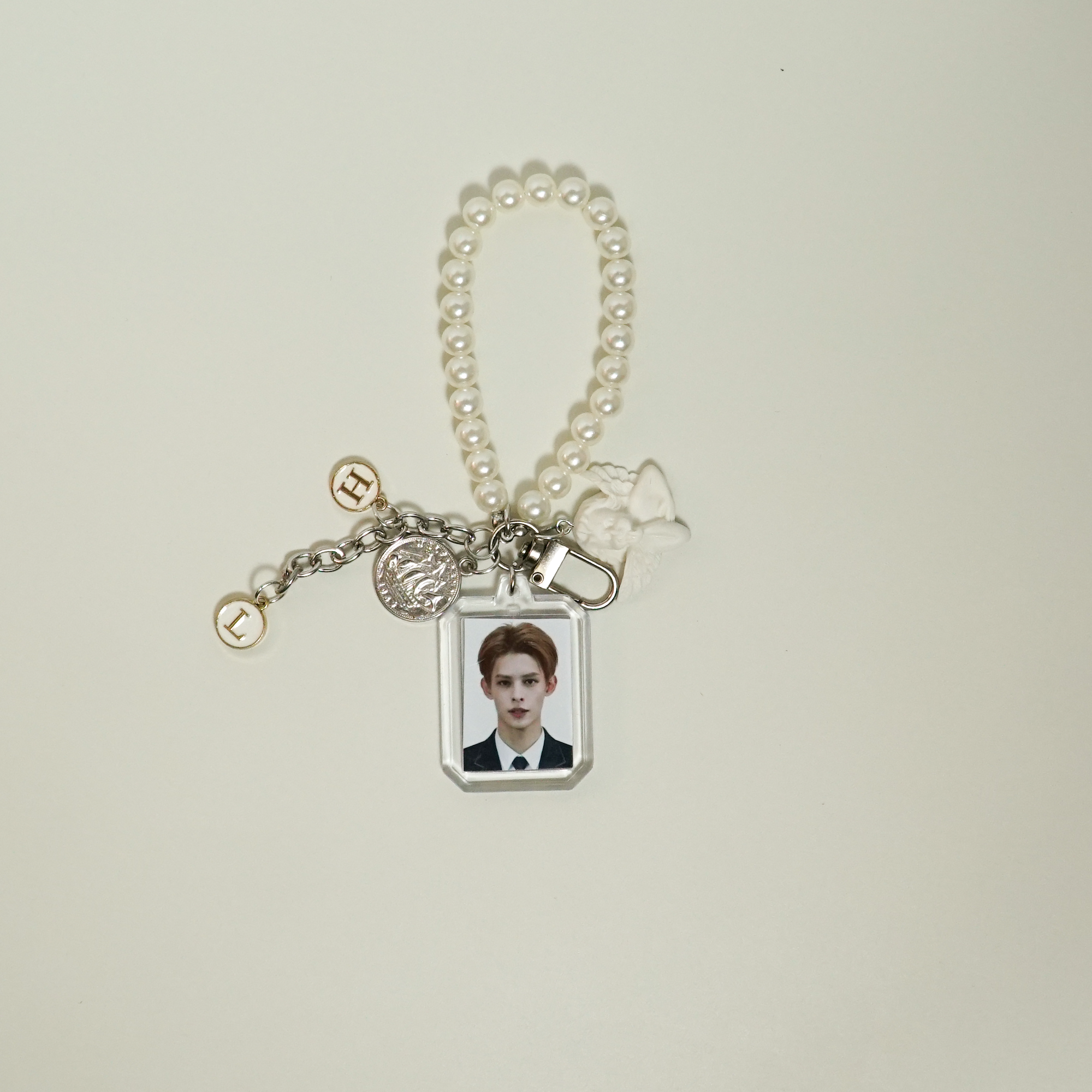 CORTIS Photocard Keychain Fanmade Kpop Pearl Strap Angel Charm Merch detail image 2