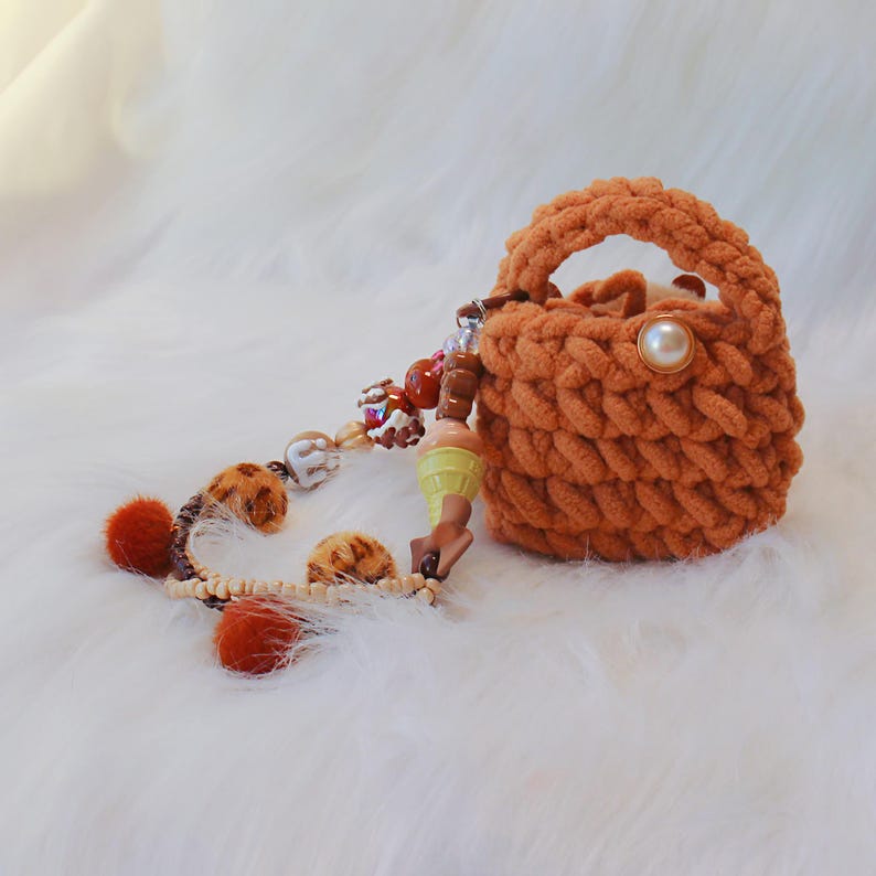 Capybara Plush Mini Pouch Crochet Earphones Case Kawaii Meme Capy Keychain Handmade Coin Purse Bag Charm Cute Animal Gift detail image 2
