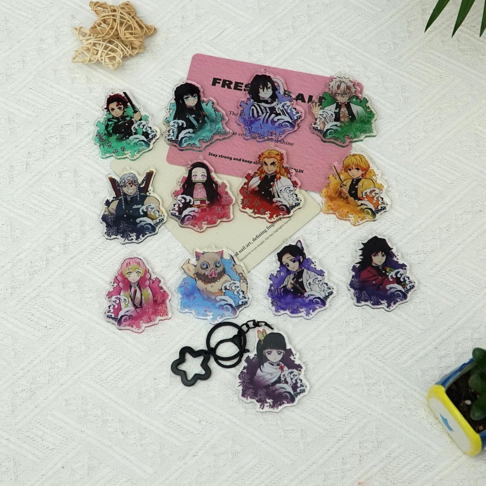 Demon Slayer Kimetsu no Yaiba Chibi Keychain Set Anime Acrylic Charms Tanjiro Nezuko Hashira Fanmade Gift detail image 2