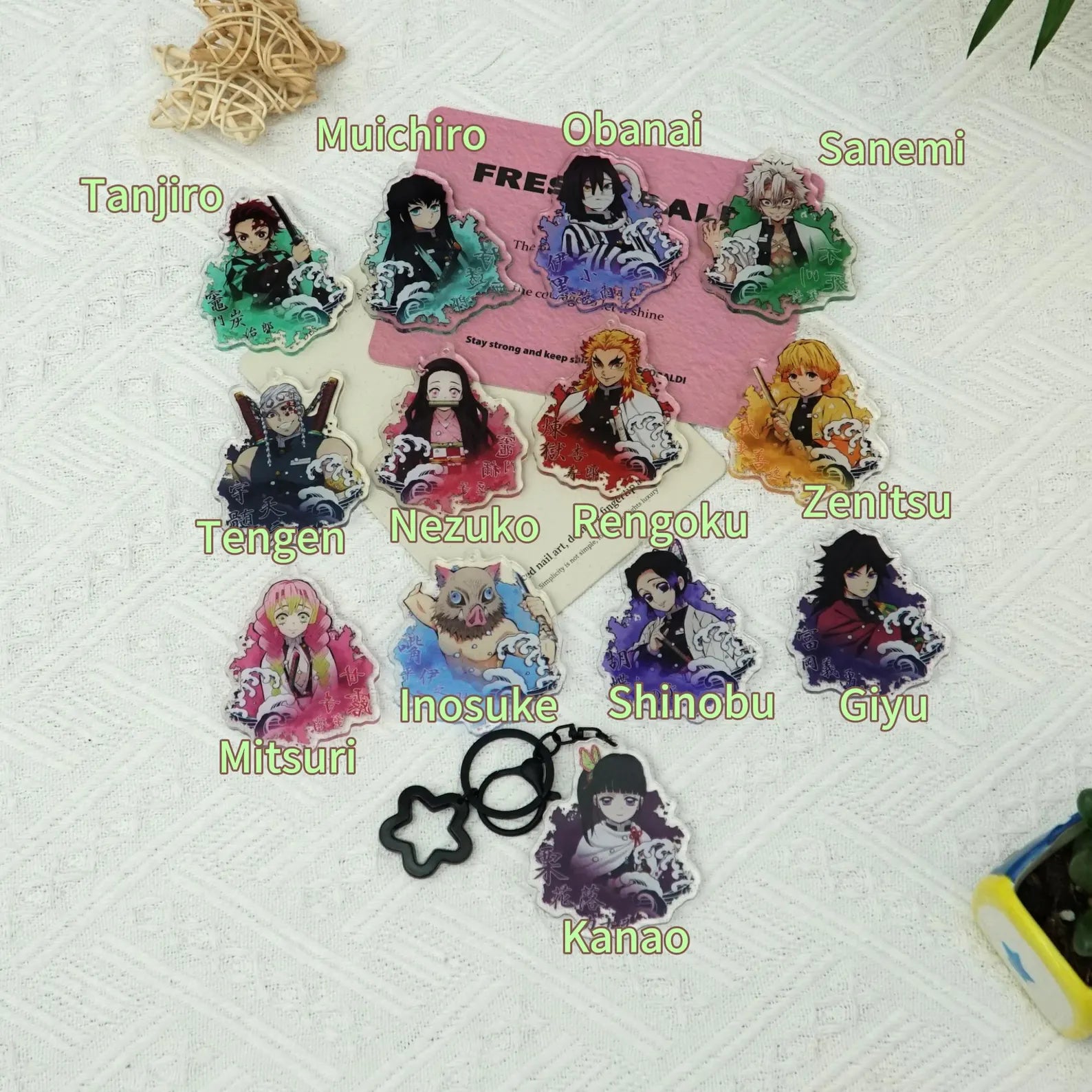 Demon Slayer Kimetsu no Yaiba Chibi Keychain Set Anime Acrylic Charms Tanjiro Nezuko Hashira Fanmade Gift