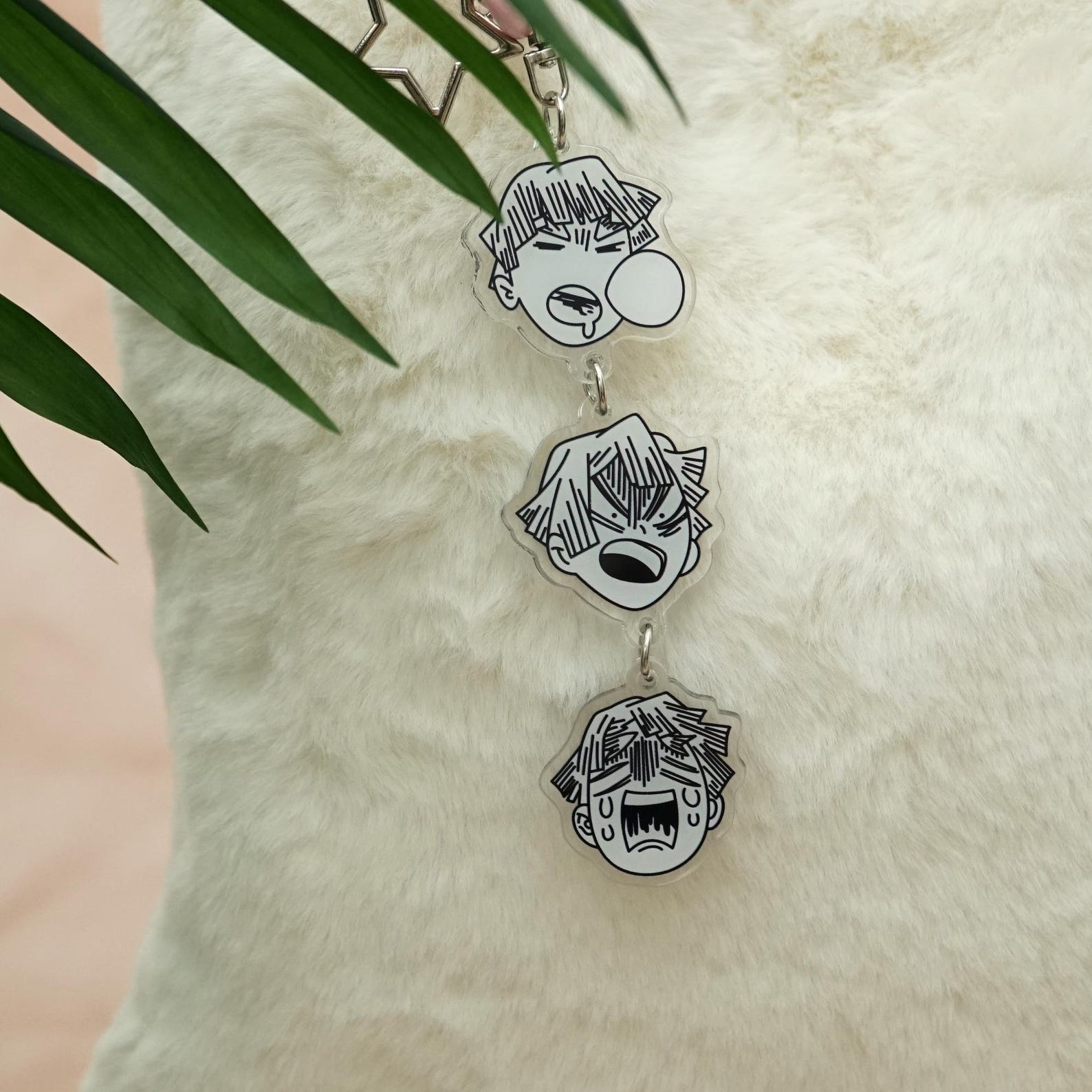 Demon Slayer Sketch Style Keychains Fanmade Tanjiro Zenitsu Inosuke Anime Charms detail image 1
