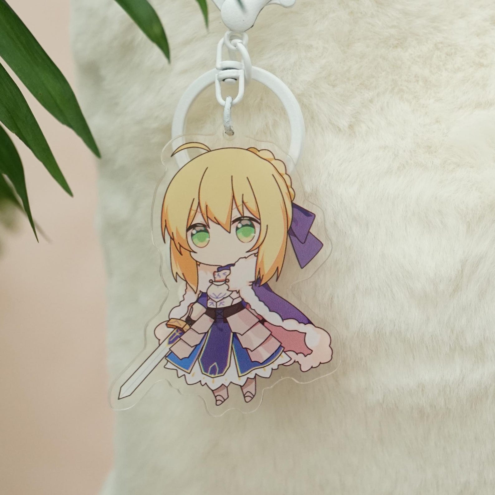 FGO Chibi Acrylic Keychain Set Fanmade Fate/Grand Order Saber Merlin Gilgamesh Charms detail image 1