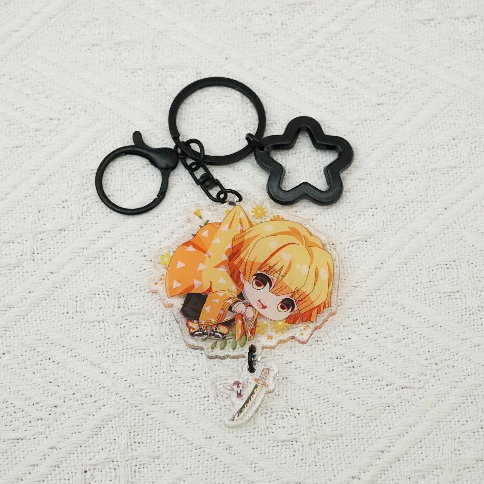 Fanmade Demon Slayer Keychain Set Kimetsu no Yaiba Tanjiro Nezuko Zenitsu Giyu Inosuke Chibi Acrylic Charms detail image 5