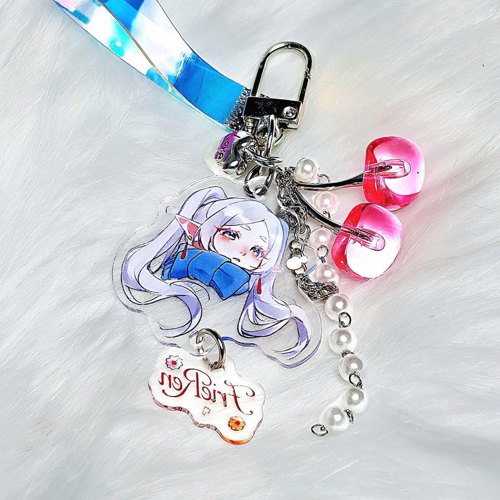 Fanmade Frieren Beyond Journey’s End Acrylic Keychain Cute Frieren Bag Charm Pendant with Cherry Detail detail image 3