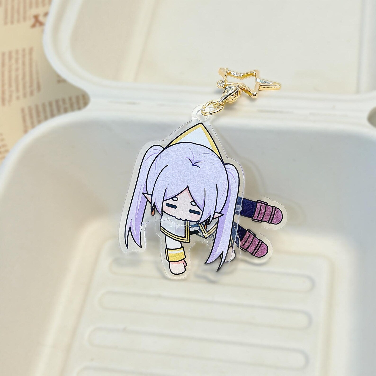 Frieren Beyond Journey's End Acrylic Keychain Exhausted Frieren Split Body Moving Charm Fanmade Anime Bag Accessory detail image 3