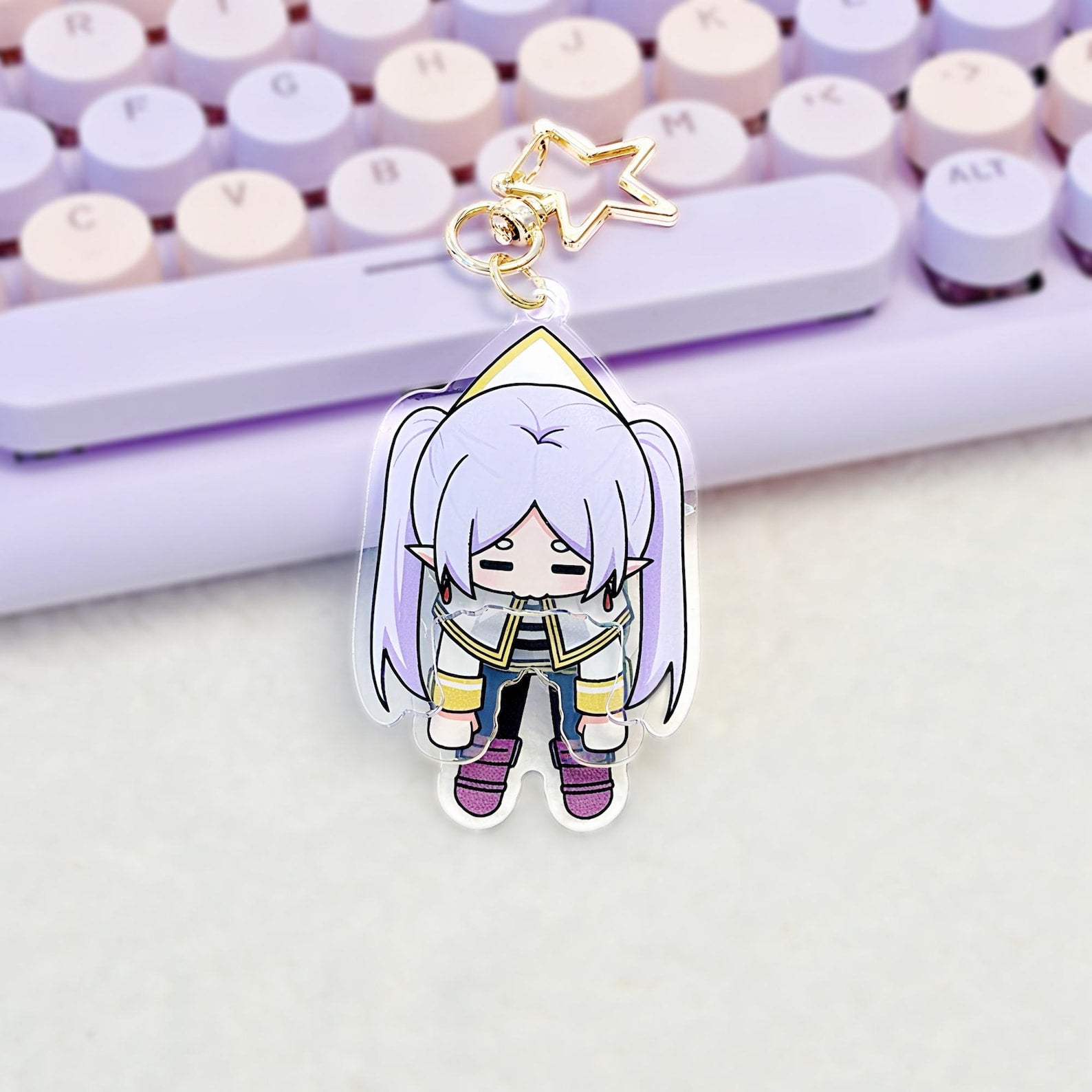 Frieren Beyond Journey's End Acrylic Keychain Exhausted Frieren Split Body Moving Charm Fanmade Anime Bag Accessory