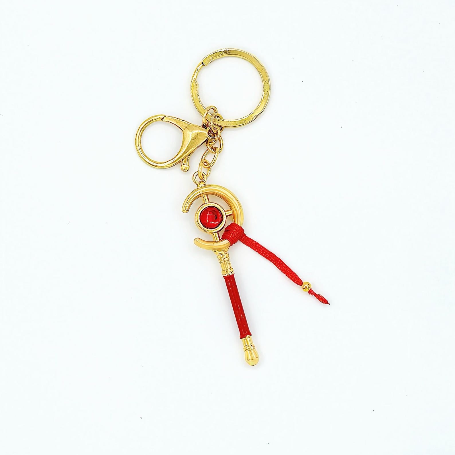 Frieren Beyond Journey’s End Magic Staff Necklace Keychain Crescent Wand Red Gem Tassel Anime Fanmade Jewelry Bag Charm Gift detail image 5