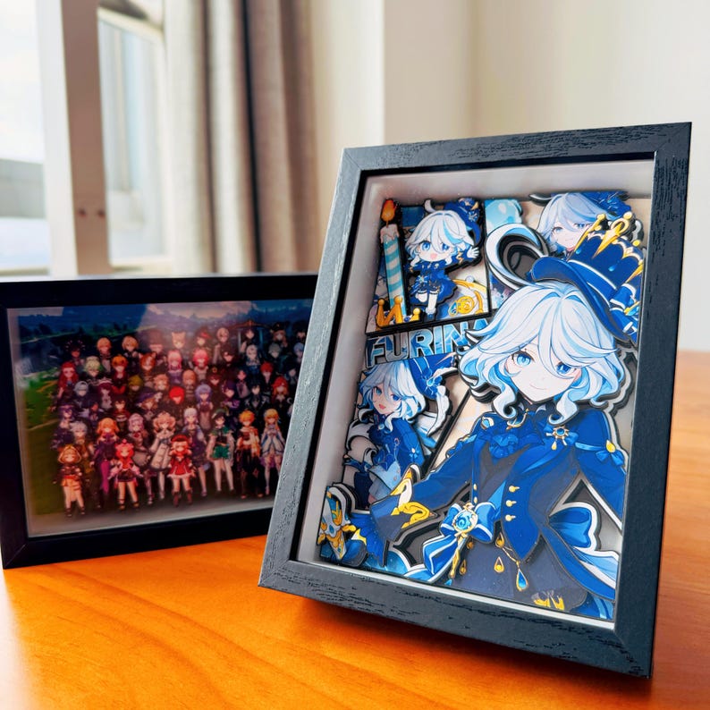 Genshin Impact 3D Paper Art Picture Frame Furina Zhongli Xiao Venti Family Handmade Layered Desk Decor Fanmade Gift