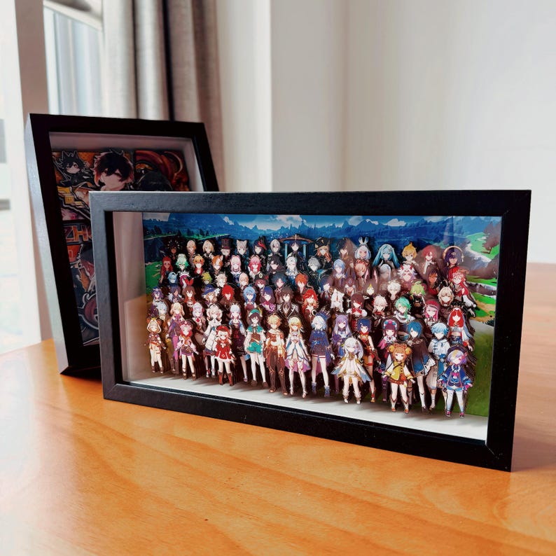 Genshin Impact 3D Paper Art Picture Frame Furina Zhongli Xiao Venti Family Handmade Layered Desk Decor Fanmade Gift detail image 3