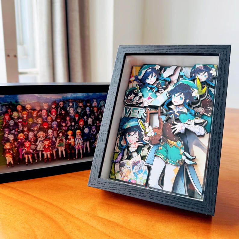 Genshin Impact 3D Paper Art Picture Frame Furina Zhongli Xiao Venti Family Handmade Layered Desk Decor Fanmade Gift detail image 5
