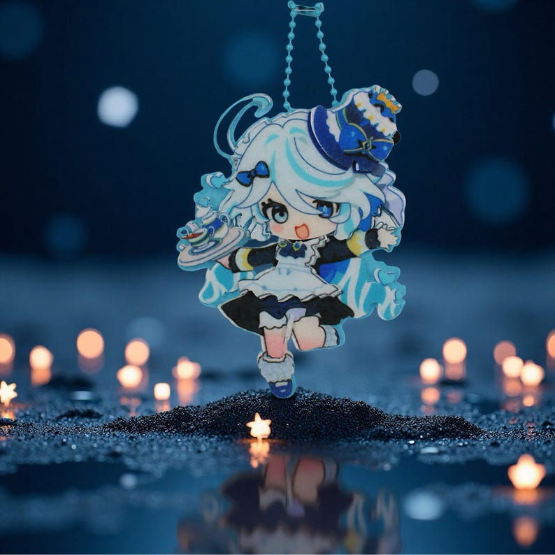 Genshin Impact Furina Felt Keychain Handmade Hydro Archon Fontaine Fanmade 3D Layer Bag Charm Gift detail image 3
