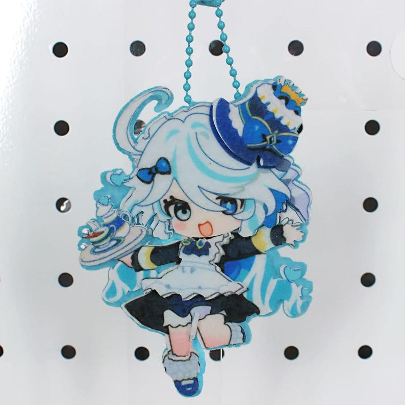 Genshin Impact Furina Felt Keychain Handmade Hydro Archon Fontaine Fanmade 3D Layer Bag Charm Gift