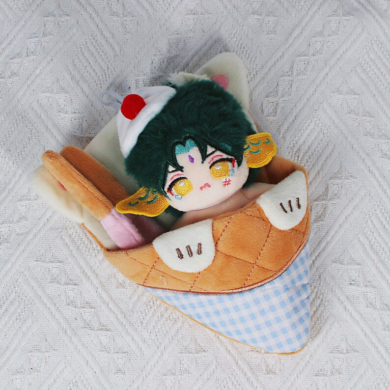 Genshin Impact Xiao 4 Inch Plush Keychain Liyue Adeptus Yaksha Alatus Bag Charm Fanmade Gift detail image 4