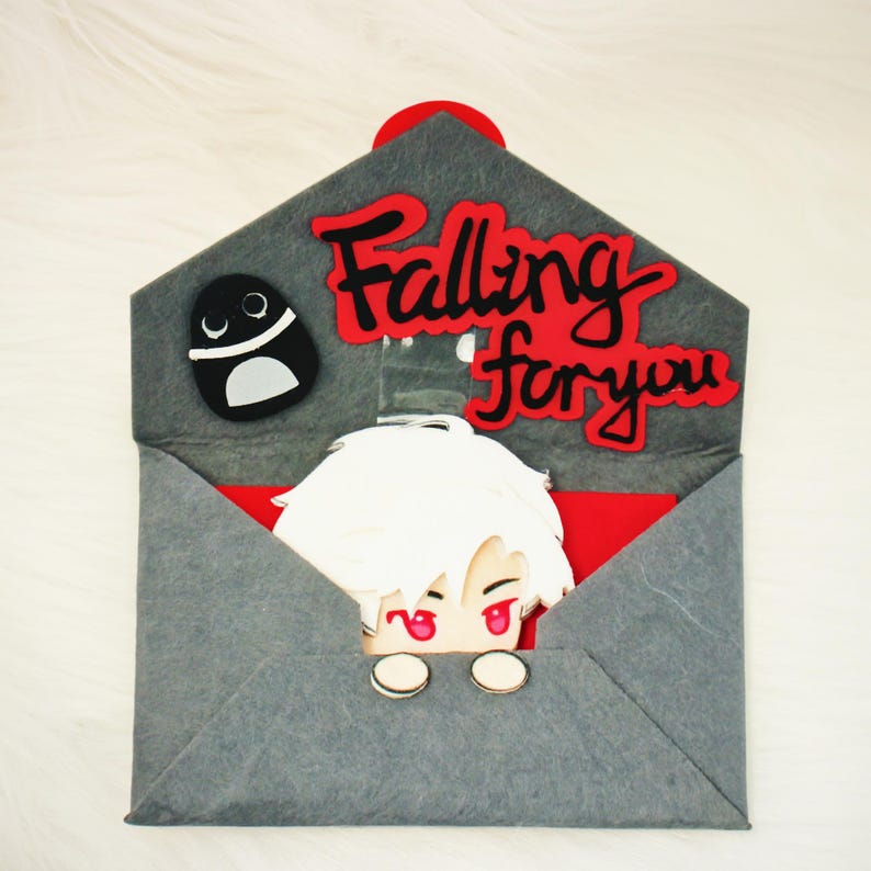 Handmade Love and Deepspace Felt Envelope Rafayel Sylus Surprise Gift Chibi Stationery Fanmade LADS Letter Holder detail image 2