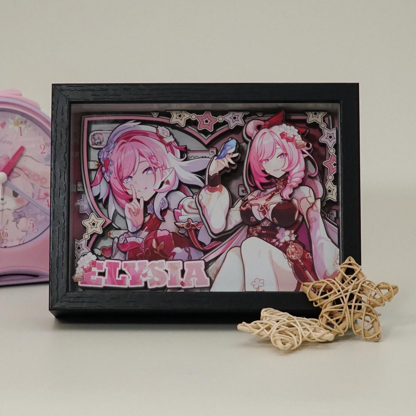 Honkai Impact 3rd Elysia 3D Paper Art Frame Handmade Elysian Realm Flame-Chaser Layered Desk Display Fanmade Gift