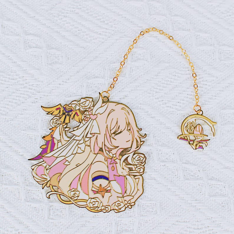 Honkai Impact 3rd Elysia Hollow Metal Bookmark with Charm Elysian Realm Flame-Chaser Fanmade HI3 Gift Reader Accessory detail image 2