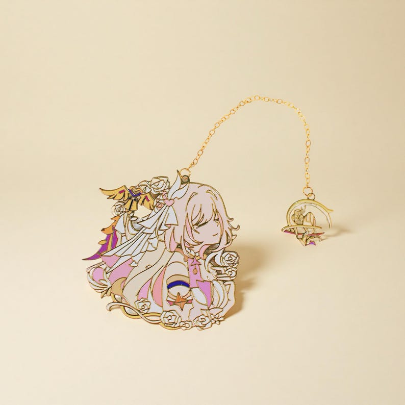 Honkai Impact 3rd Elysia Hollow Metal Bookmark with Charm Elysian Realm Flame-Chaser Fanmade HI3 Gift Reader Accessory detail image 3