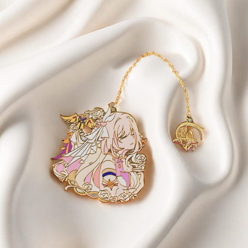 Honkai Impact 3rd Elysia Hollow Metal Bookmark with Charm Elysian Realm Flame-Chaser Fanmade HI3 Gift Reader Accessory detail image 4