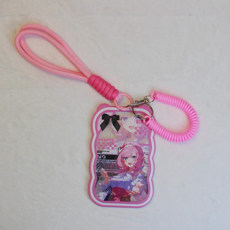 Honkai Impact 3rd Elysia ID Card Holder with Lanyard Pink Wavy Badge Holder Elysian Realm Fanmade Work Badge Accessory detail image 4