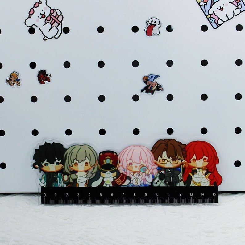 Honkai Star Rail Chibi Ruler Dan Heng Jing Yuan March 7th 15cm Anime Stationery Fanmade Student Gift