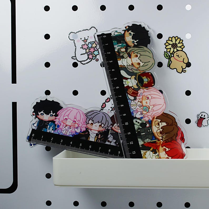 Honkai Star Rail Chibi Ruler Dan Heng Jing Yuan March 7th 15cm Anime Stationery Fanmade Student Gift detail image 1