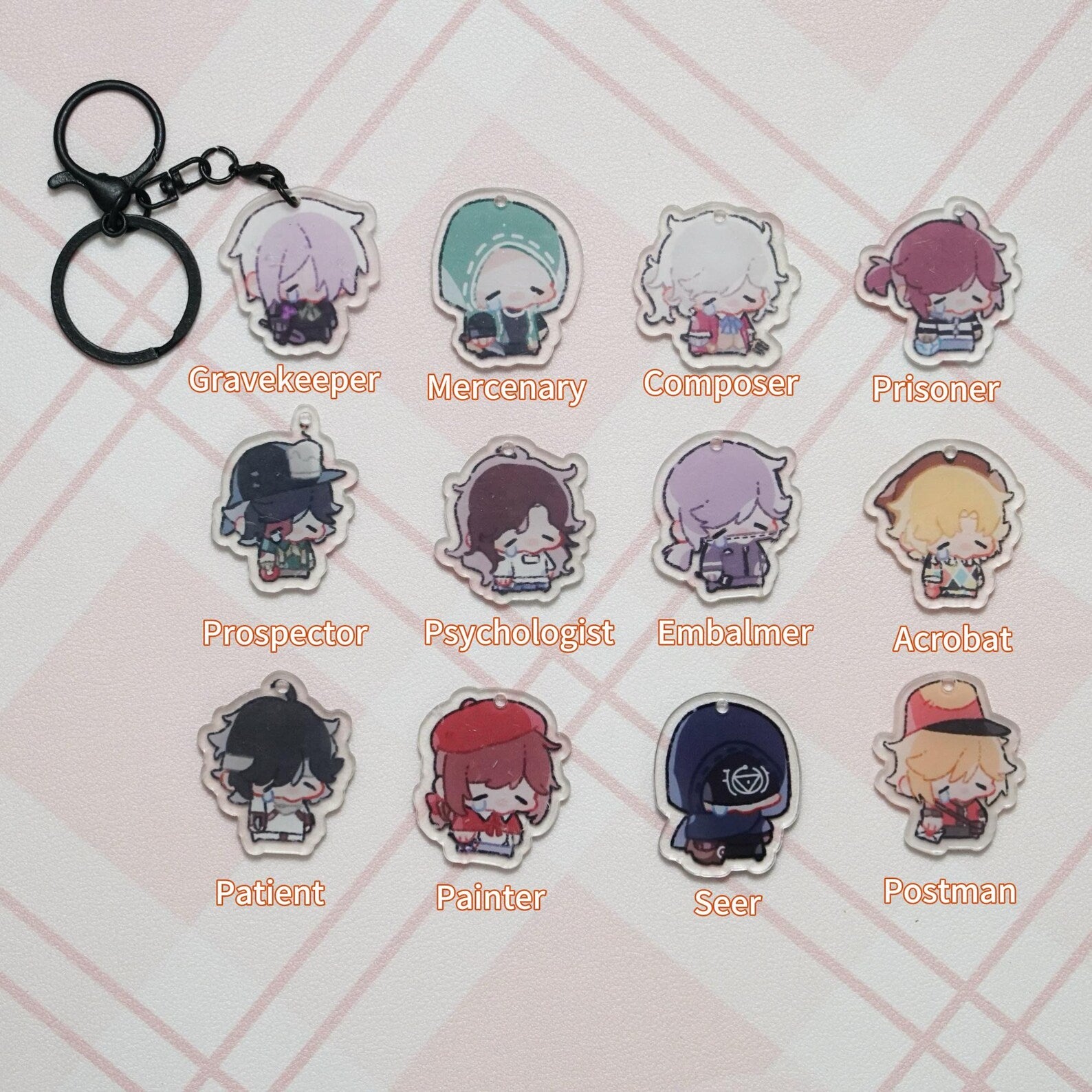 Identity V Crying Chibi Keychain Set Fanmade IDV Acrylic Charms