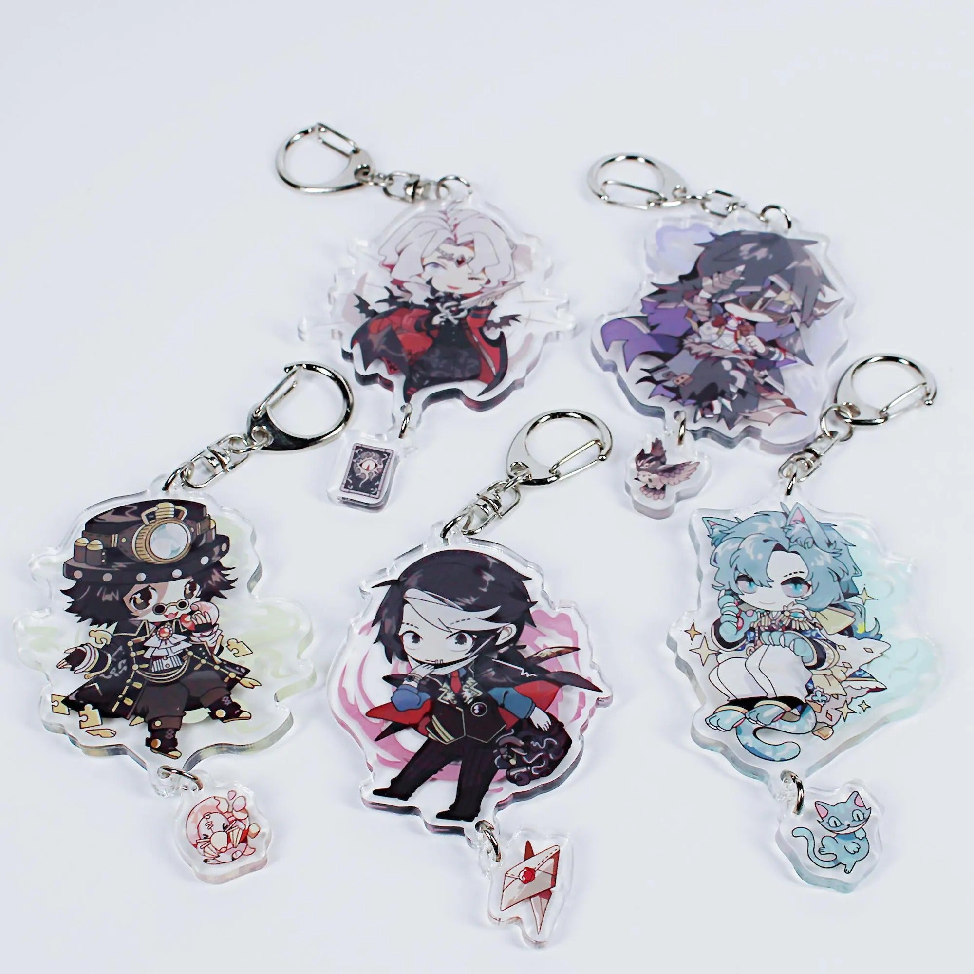 Identity V Cute Keychain Set Fanmade Aesop Kurt Joseph Seer Naib Cheshire Cat Charms detail image 1